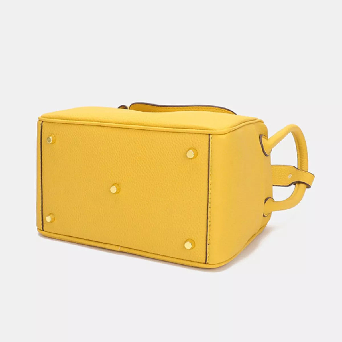 Textured PU Leather Handbag - Yellow - View 4