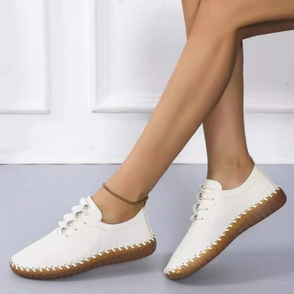 Round Toe Lace Up Sneakers - Off-white - View 2