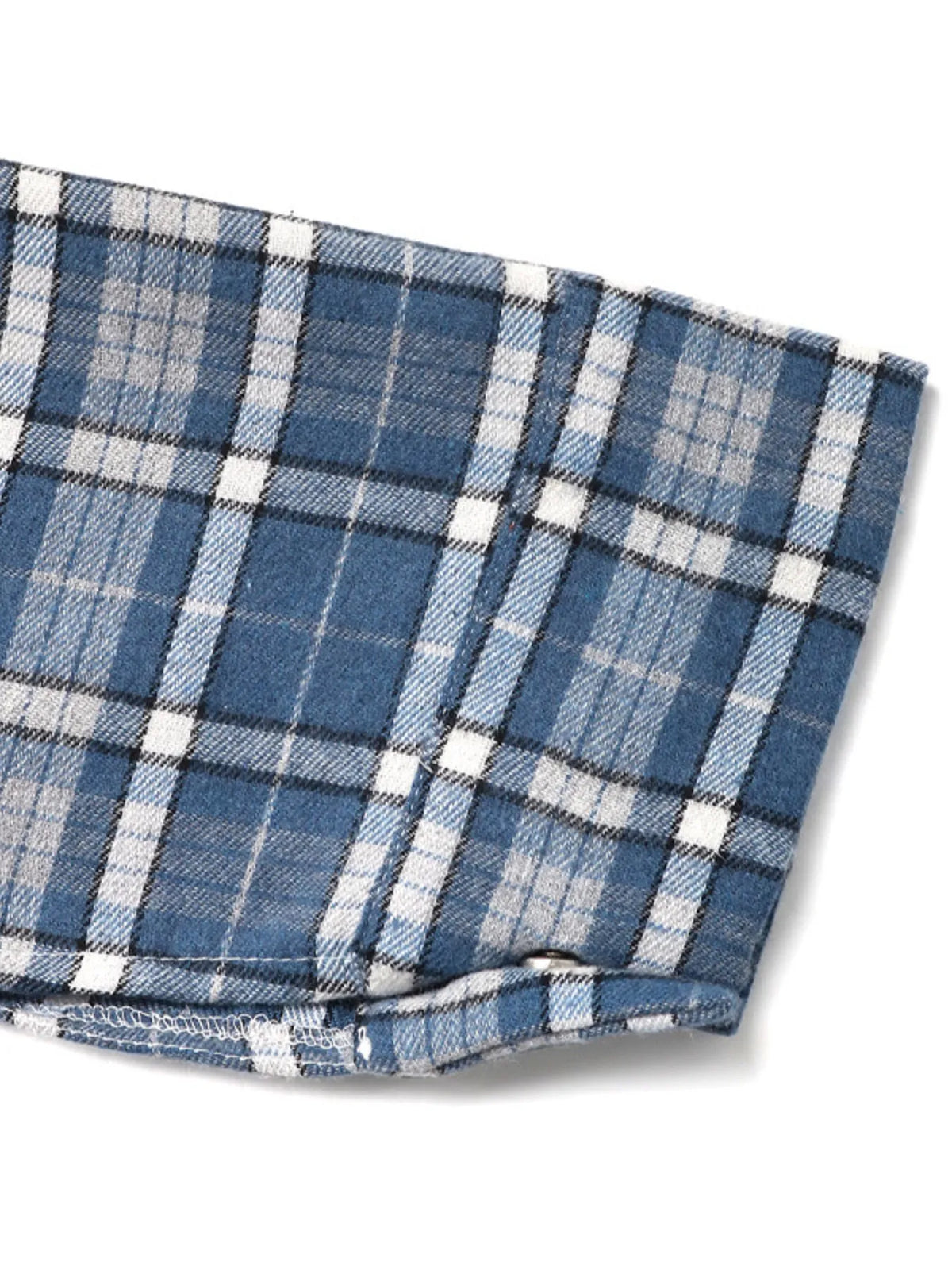 Plaid Button Up Long Sleeve Shirt - Blue - View 8
