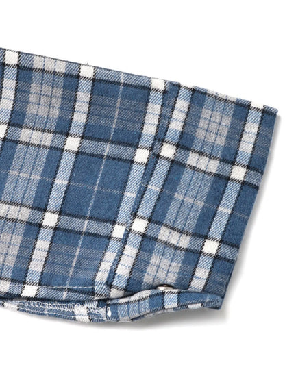 Plaid Button Up Long Sleeve Shirt - Blue - View 8