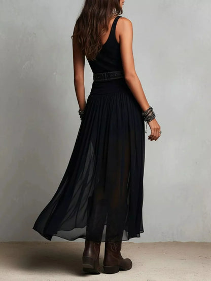 Full Size Scoop Neck Sleeveless Maxi Dress Plus Size - Black - View 4