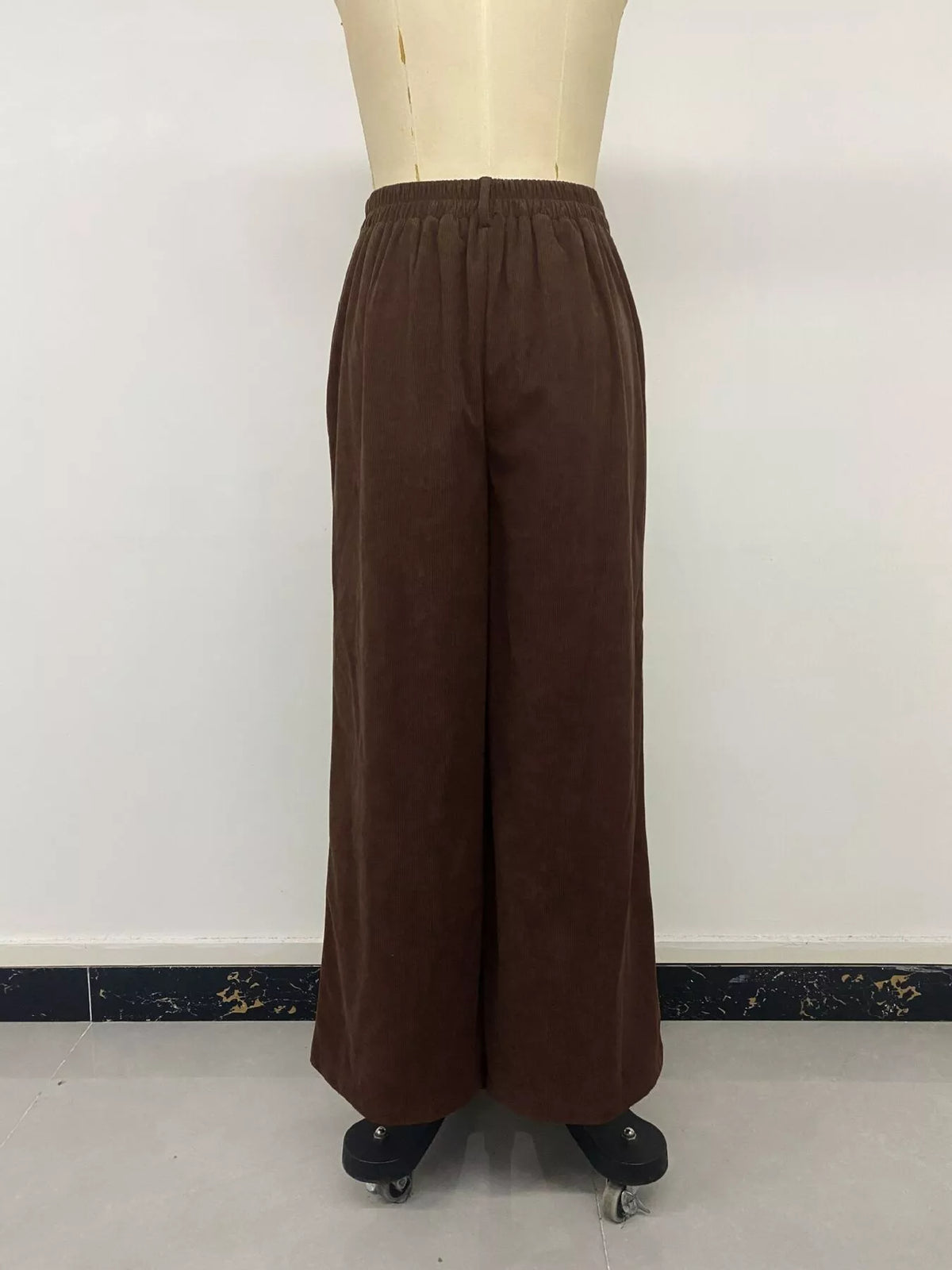 High-Waisted Wide-Leg Pants - Coffee Brown - View 11