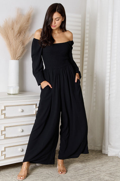 Double Take Square Neck Jumpsuit with Pockets - Black - View 4