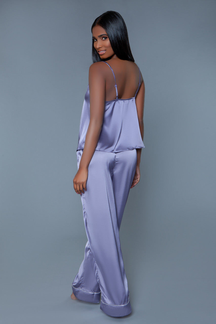 Madison Satin Pants PJ Set, back view