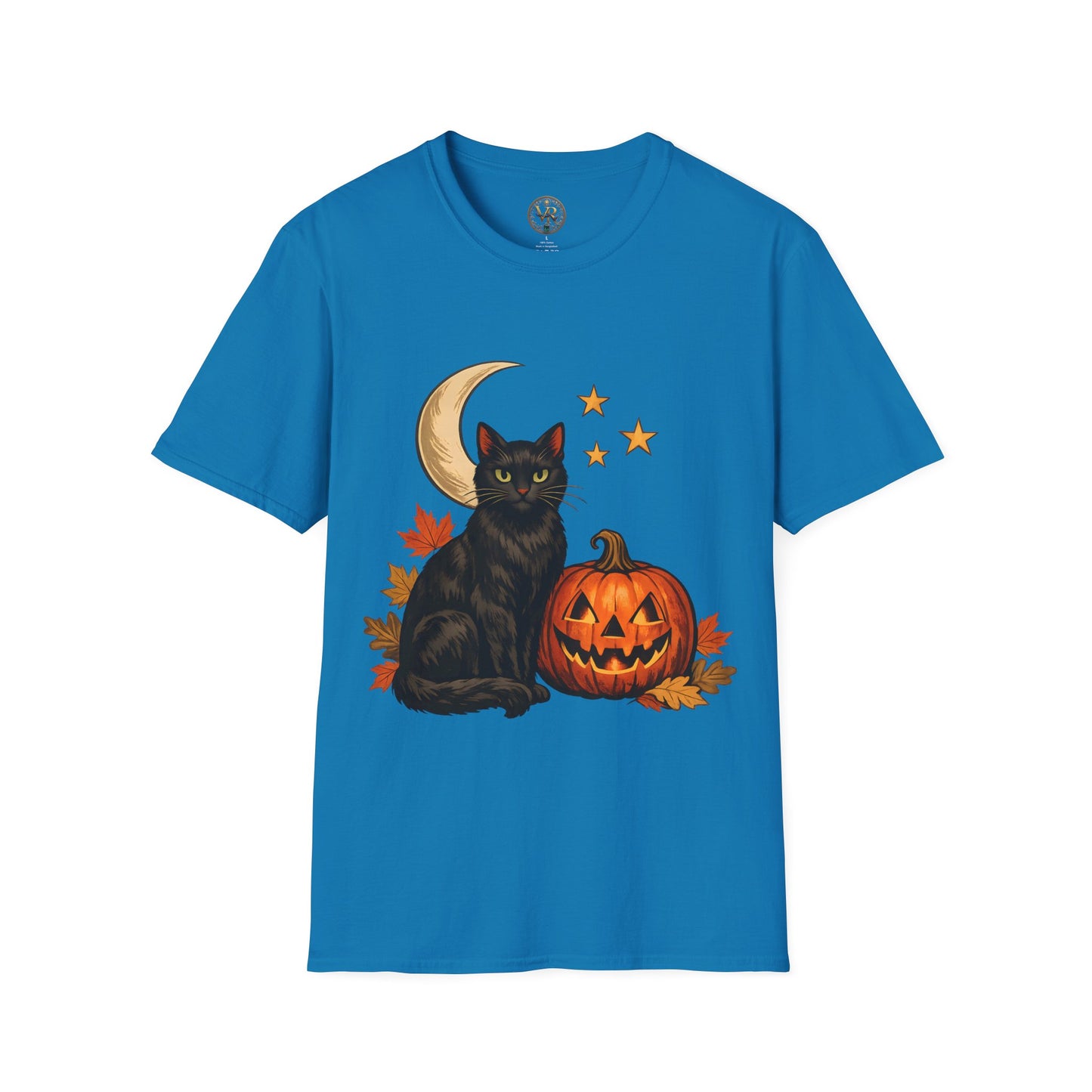 Black Cat Halloween Tee - Sapphire - product view 4 - Sapphire