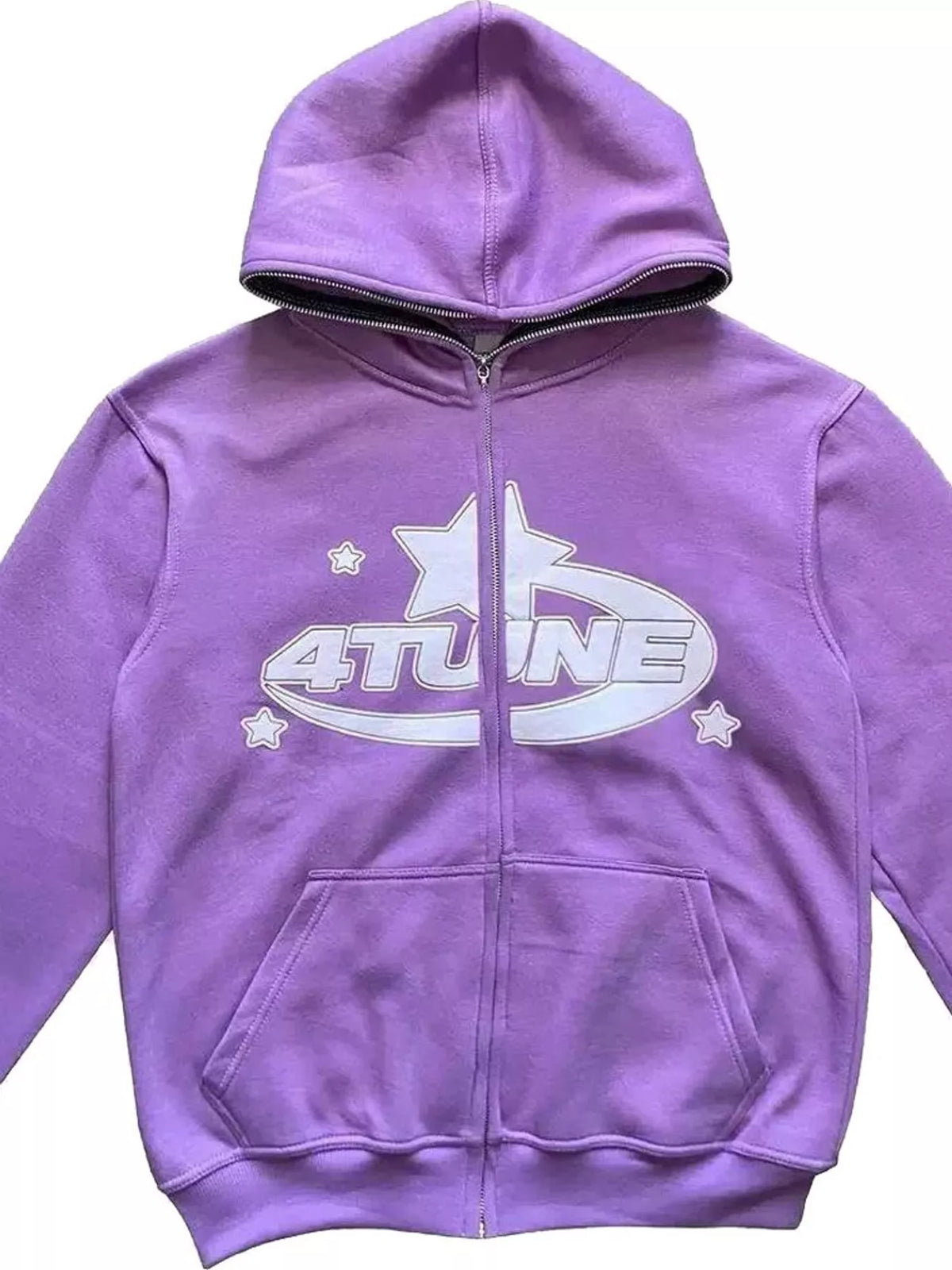 Full Size Letter Graphic Zip Up Hoodie Plus Size - Lavender - View 7