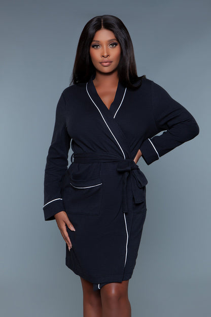 Waffle Robe - Black - View 4
