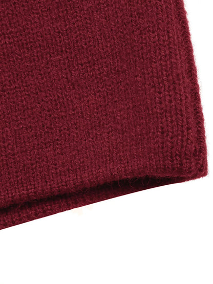 Bow Button Up Knit Cardigan - Burgundy - View 10