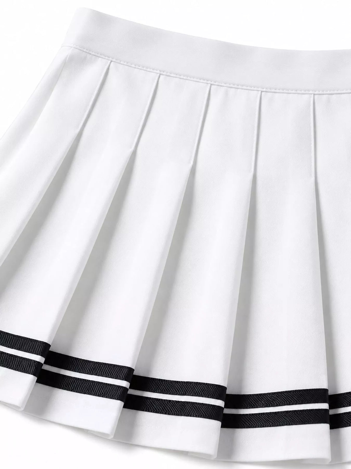 Pleated Striped Skirt - White And Black - Striped With Built-in Shorts - View 16