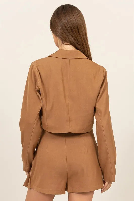HYFVE Cropped Button-Down Blazer - KHAKI - View 3