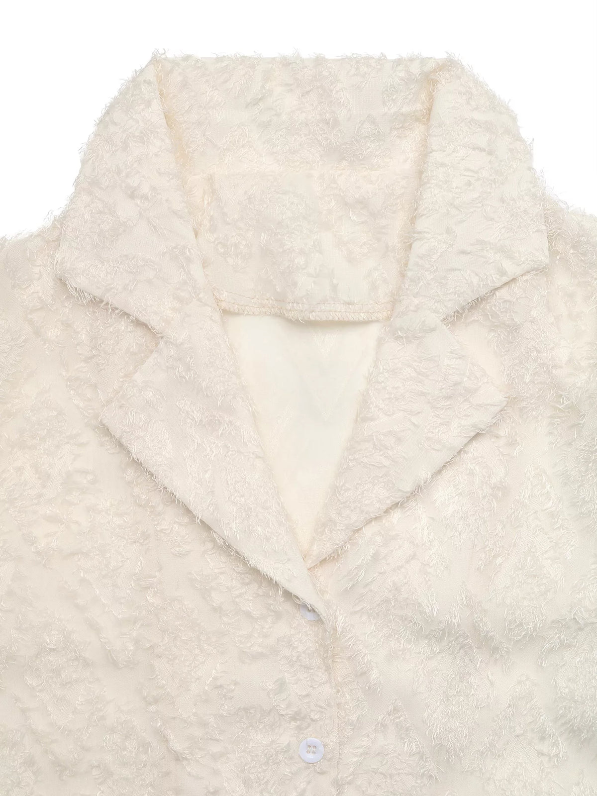 Textured Long Sleeve Button-Up Shirt - Apricot - View 7