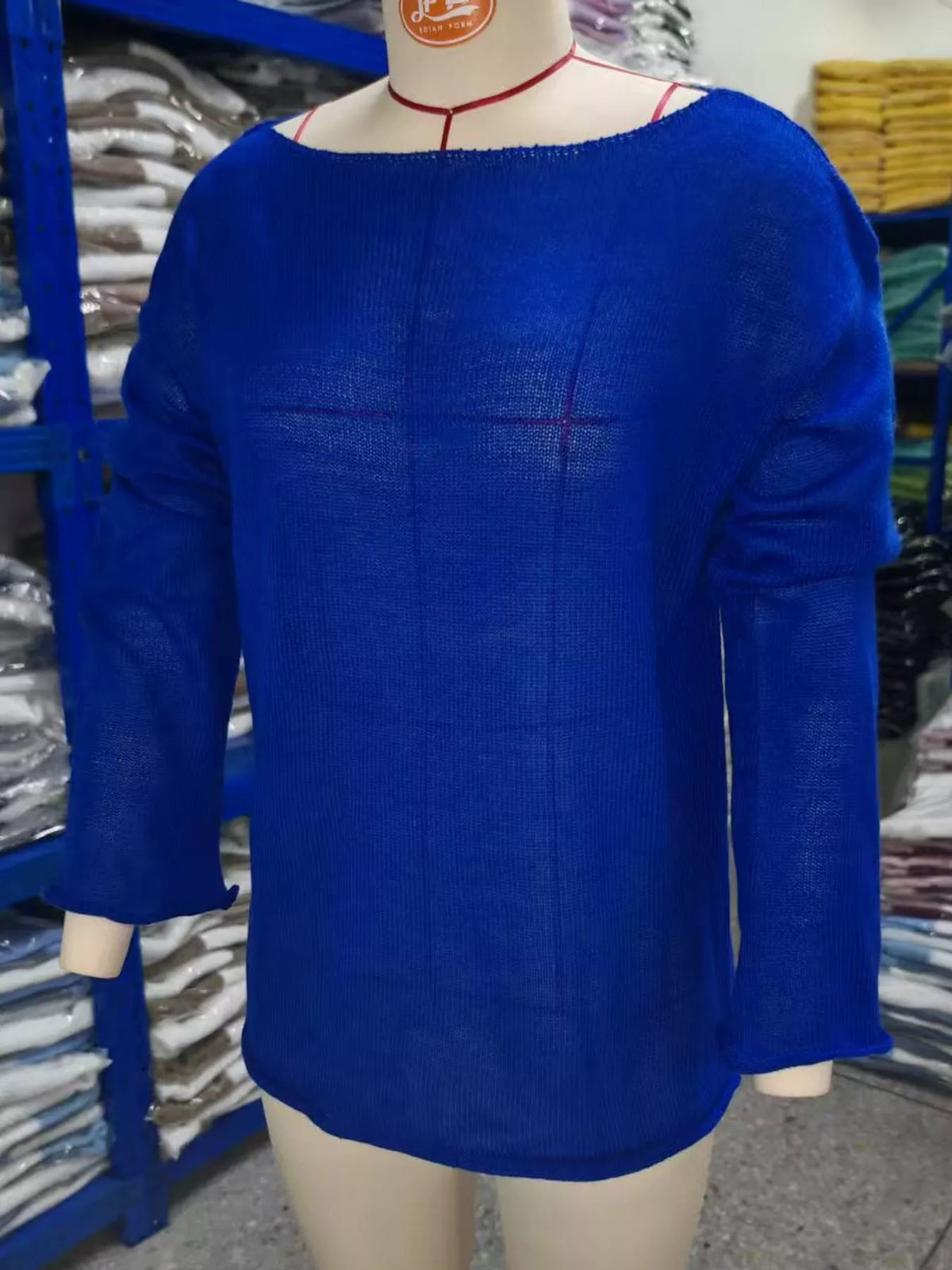 Full Size Sheer Lightweight Knit Top Plus Size - Royal Blue - View 41