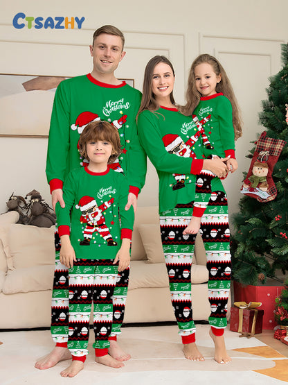 Christmas-themed Santa Claus Print Family Matching Long Sleeve Pajama Set Sleepwear Home Wear