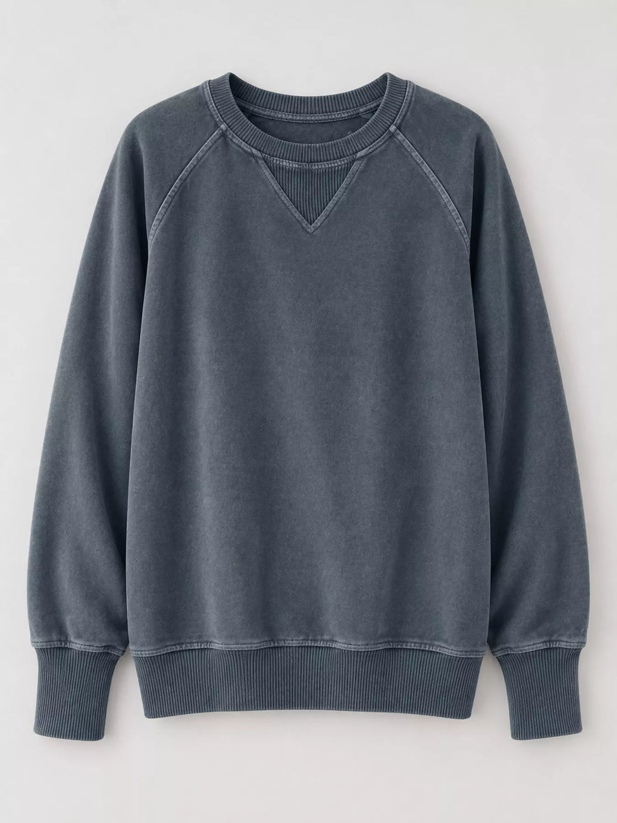 Crew Neck Raglan Sleeve Sweatshirt - Charcoal - View 32