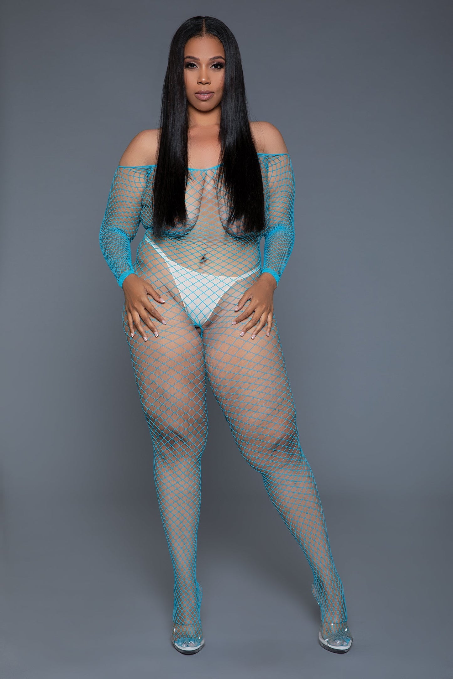 Catch Me Bodystocking - Turquoise - View 4