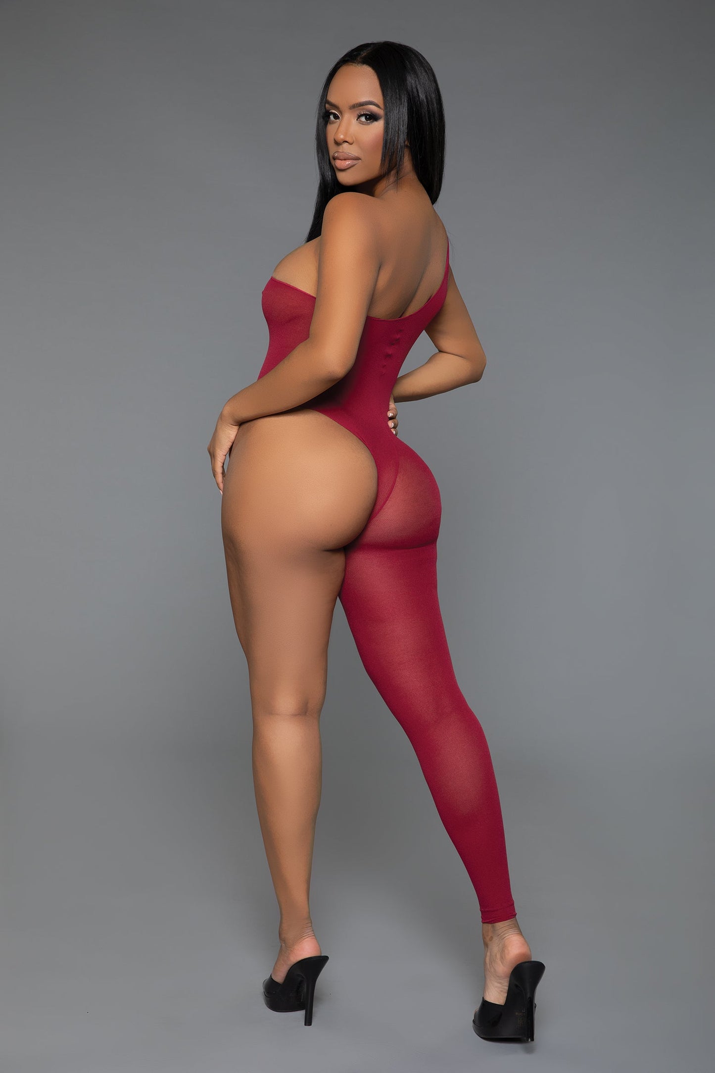 Tell Me You're Mine Bodystocking - Burgundy - View 2
