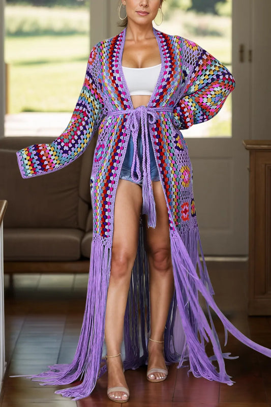 Fringe Tied Long Sleeve Cardigan - product photo 1