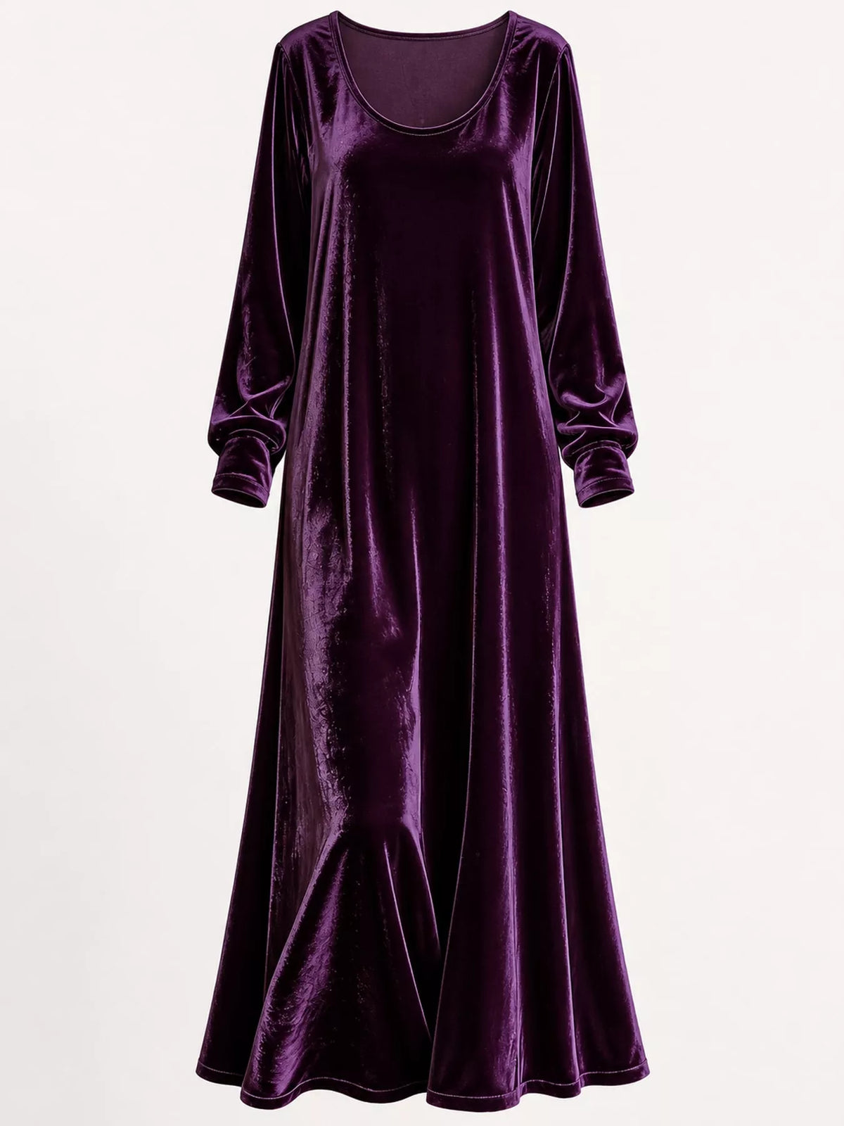 Velvet Long-Sleeve Maxi Dress - Purple - View 30