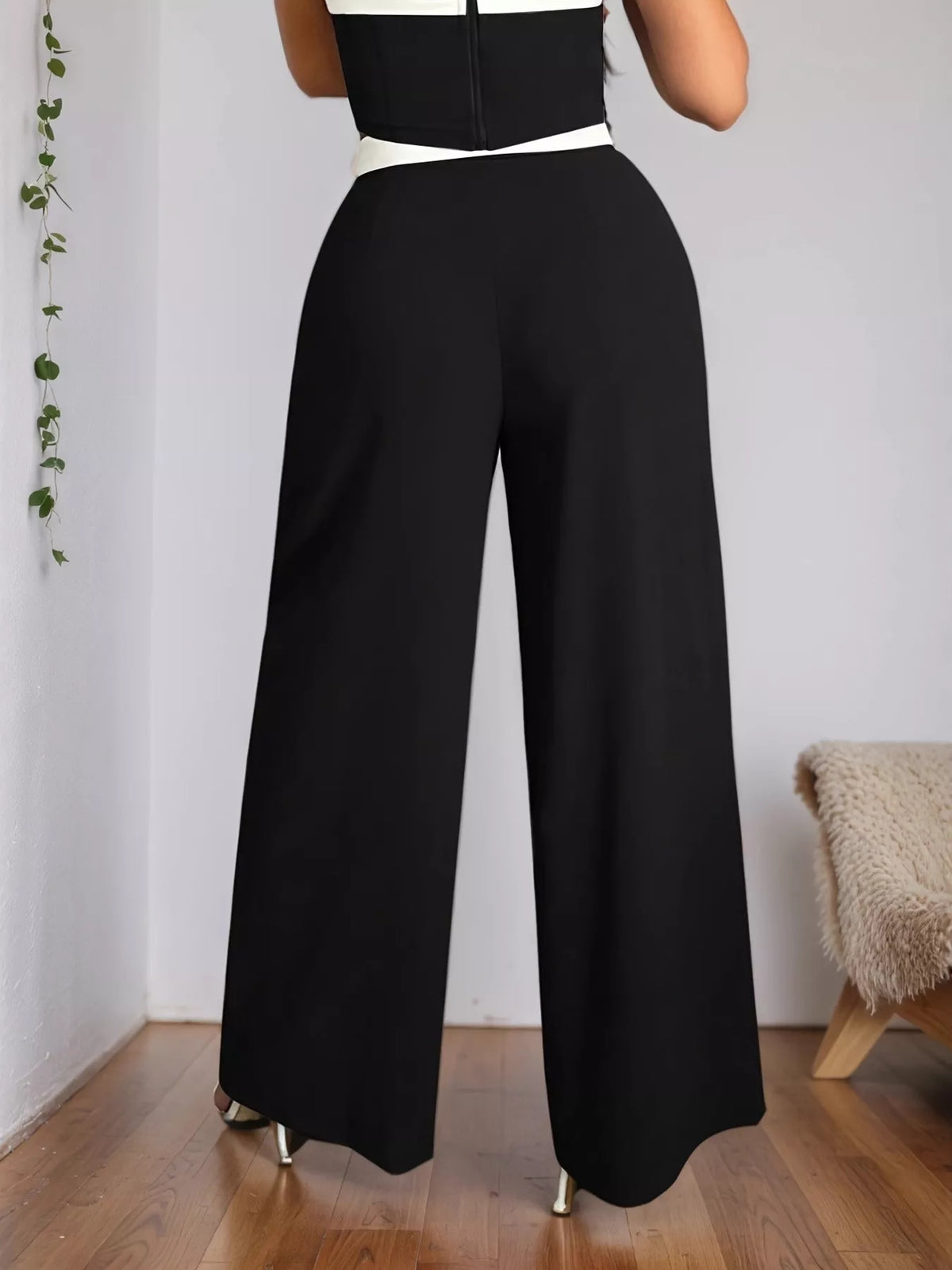 Wide Leg Pants - Black - View 2