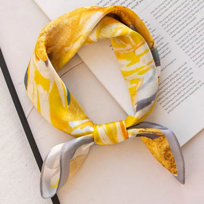 Floral Print Silk Square Scarf - Sherbet - View 1
