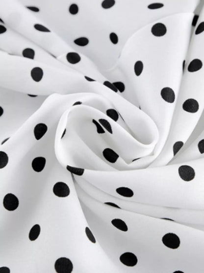 Polka Dot Mermaid Maxi Skirt - White - View 9