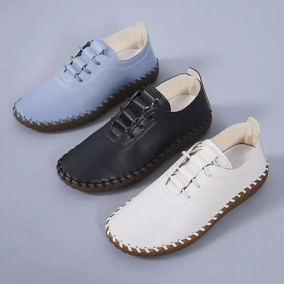 Round Toe Lace Up Sneakers - All Colors - View 1