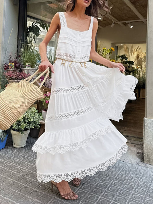 Lace Detail Wide Strap Dress - product photo 1