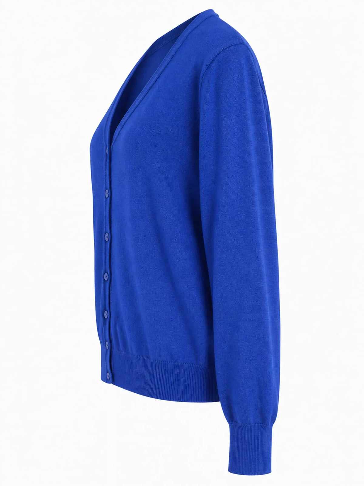Classic V-Neck Button-Down Knit Cardigan - Royal Blue - View 113