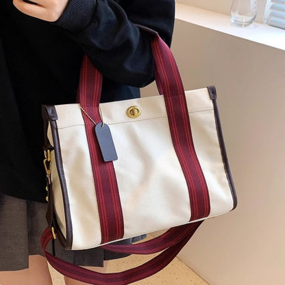 Contrast Canvas Tote Bag - White - View 3