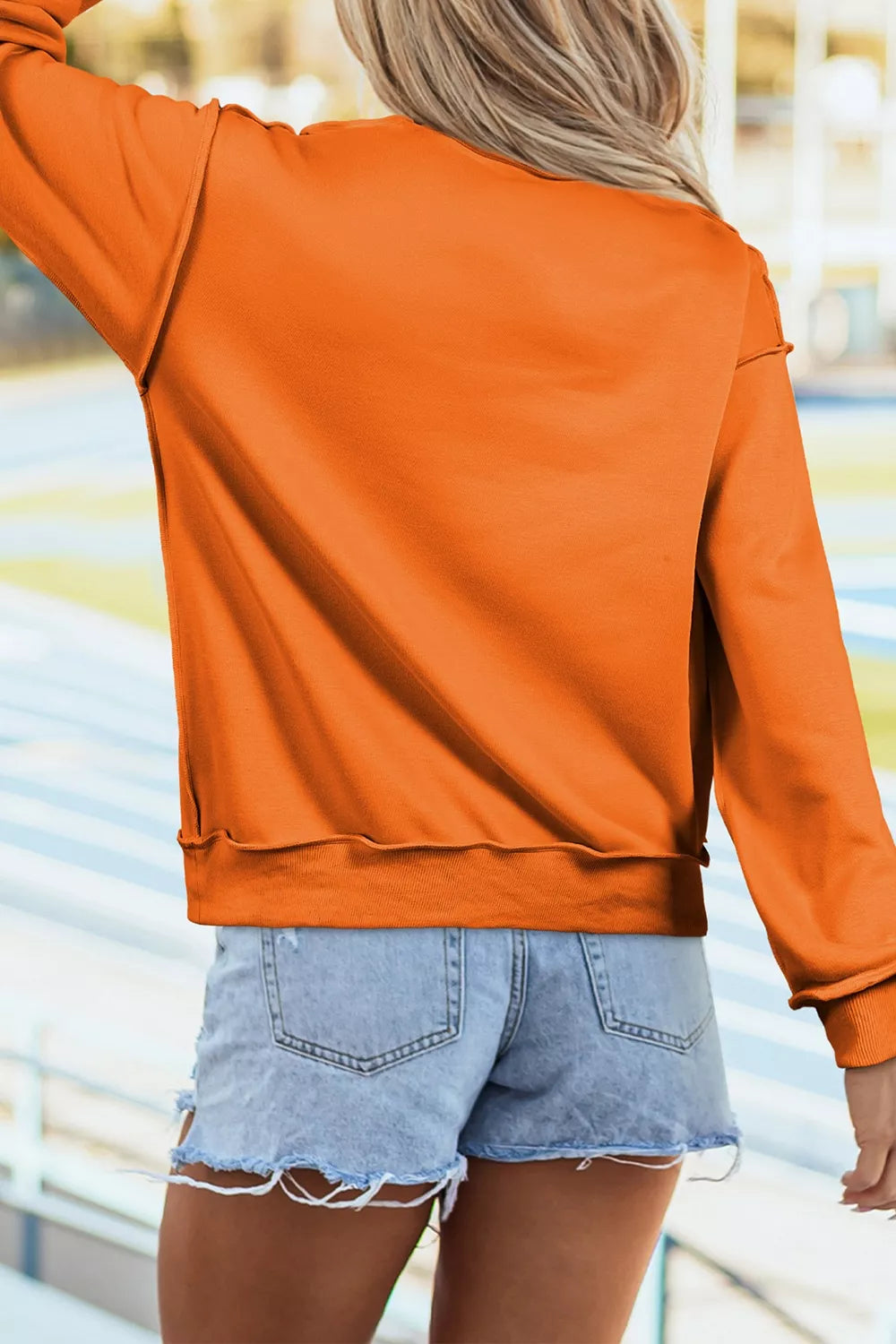 Spooky Season Mock Neck Reversible Halloween Sweatshirt - Orange - View 6