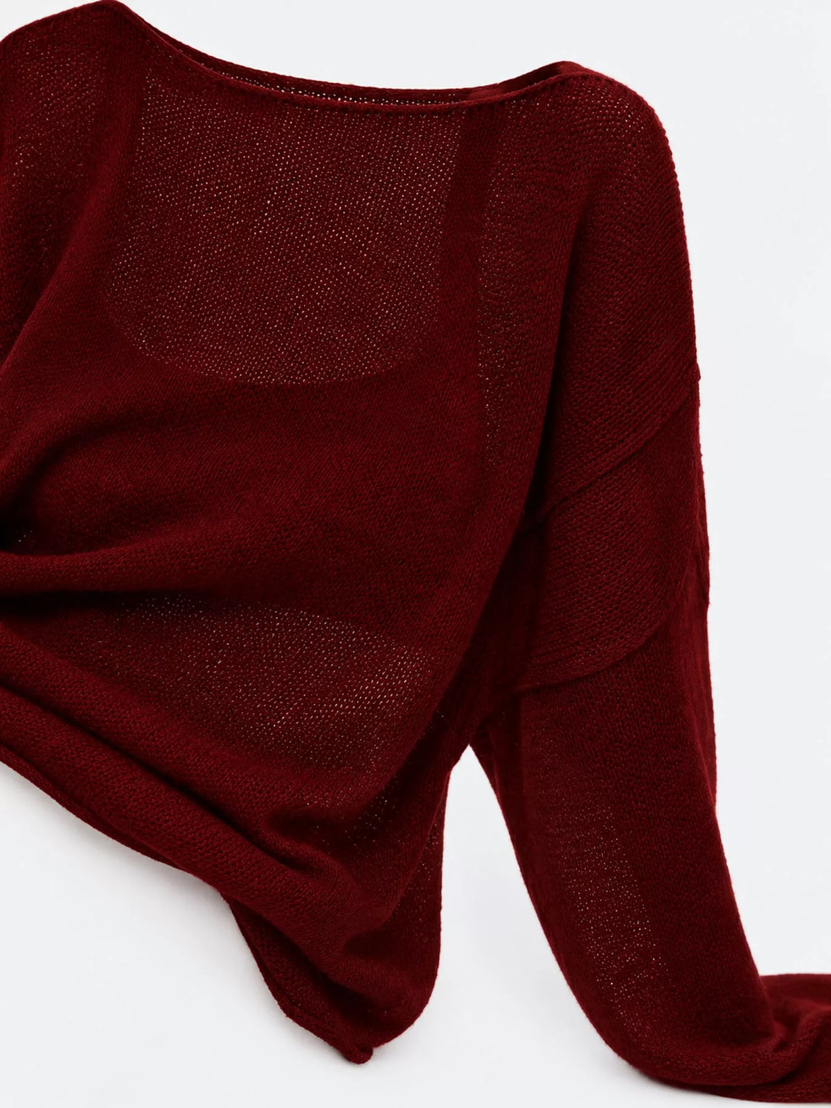 Full Size Sheer Lightweight Knit Top Plus Size - Burgundy - View 74