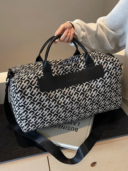 Geometric Pattern Travel Bag - Black - View 1