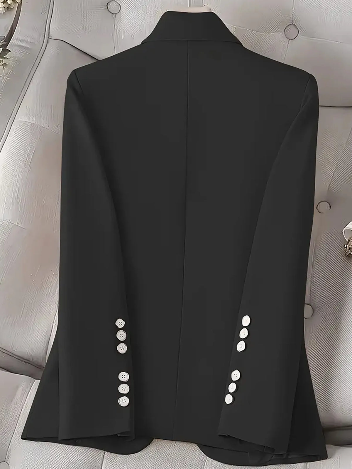 Single-Button Long Sleeve Blazer - Black - View 11