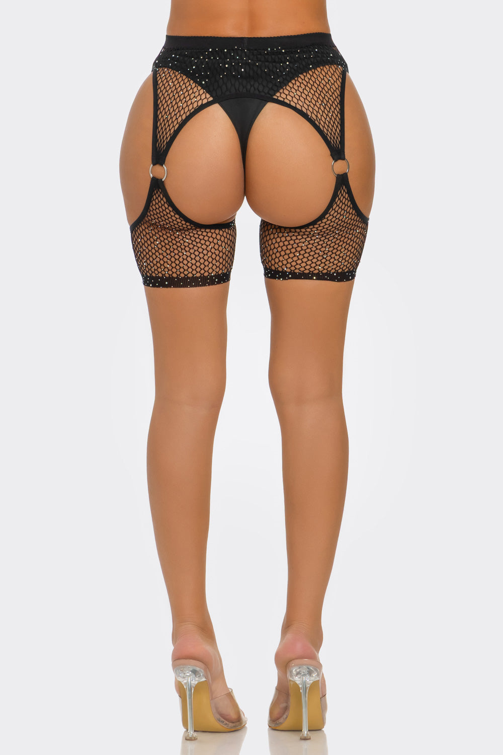 Ringed Fishnet Crop Tights, detail view