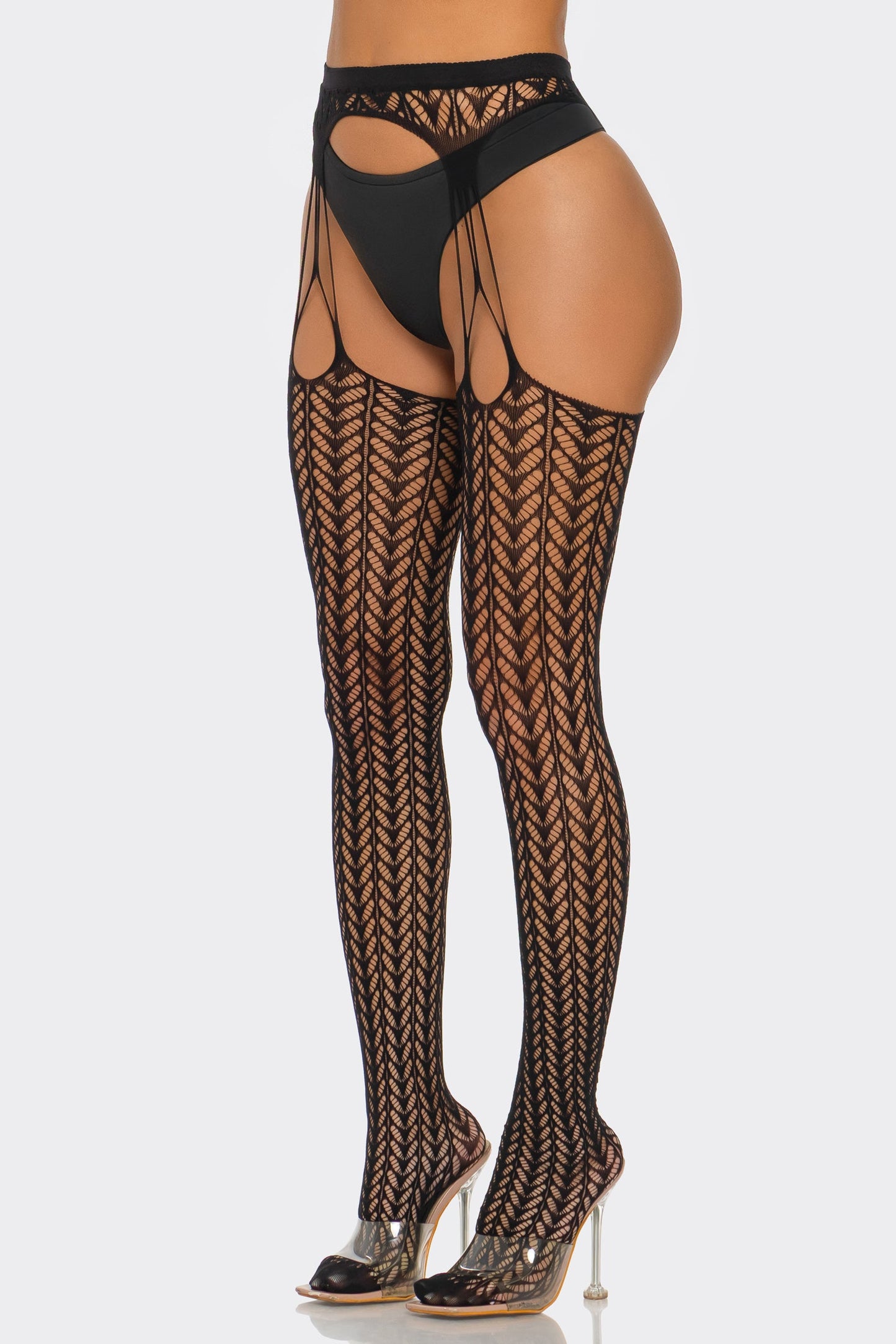 Cheeky Chevron Tights, side view