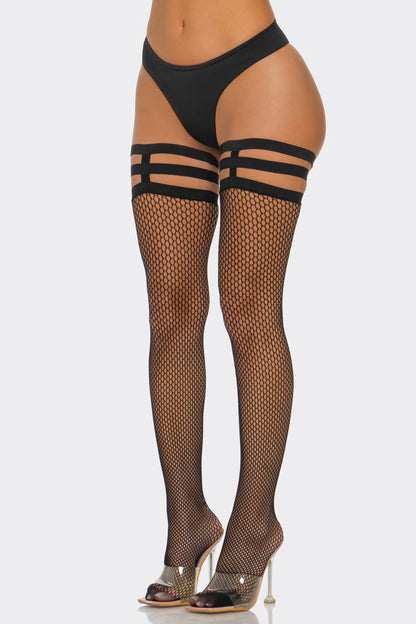 Strapped Fishnet Tights, front view