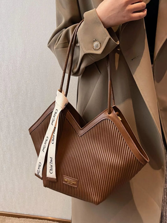 Textured Leather Shoulder Bag - Brown - View 1
