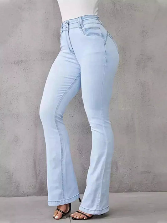Full Size Wash High-Waisted Flare Jeans Plus Size - product photo 1