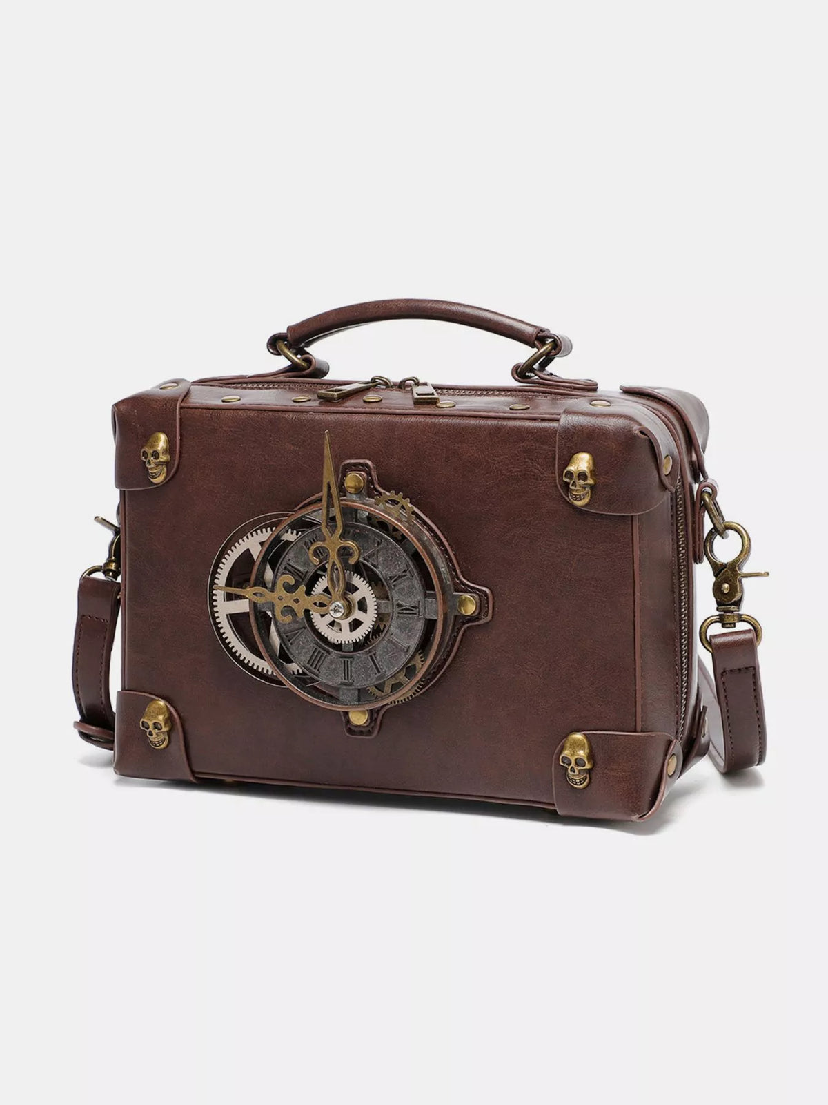 Steampunk Clockwork Design Crossbody Bag - Brown - View 2