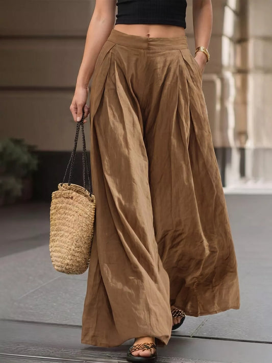 High-Waisted Pleated Wide-Leg Pants - All Colors - View 1
