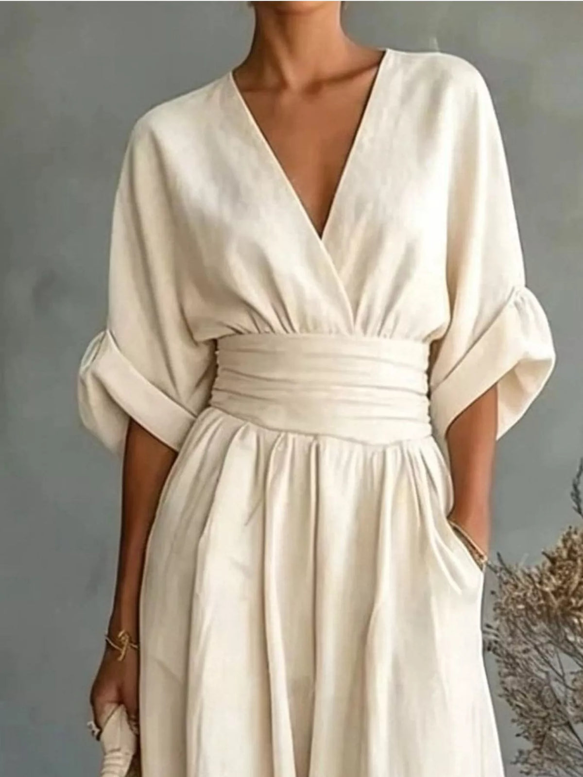 Full Size Half Sleeve Wide-Leg Jumpsuit Plus Size - Light Blue - View 2