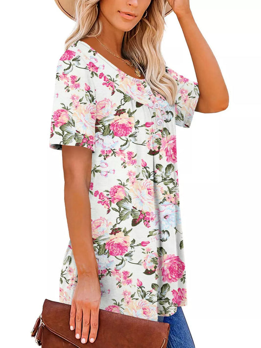 Plus Size Floral Print Short Sleeve T-Shirt - product photo 2