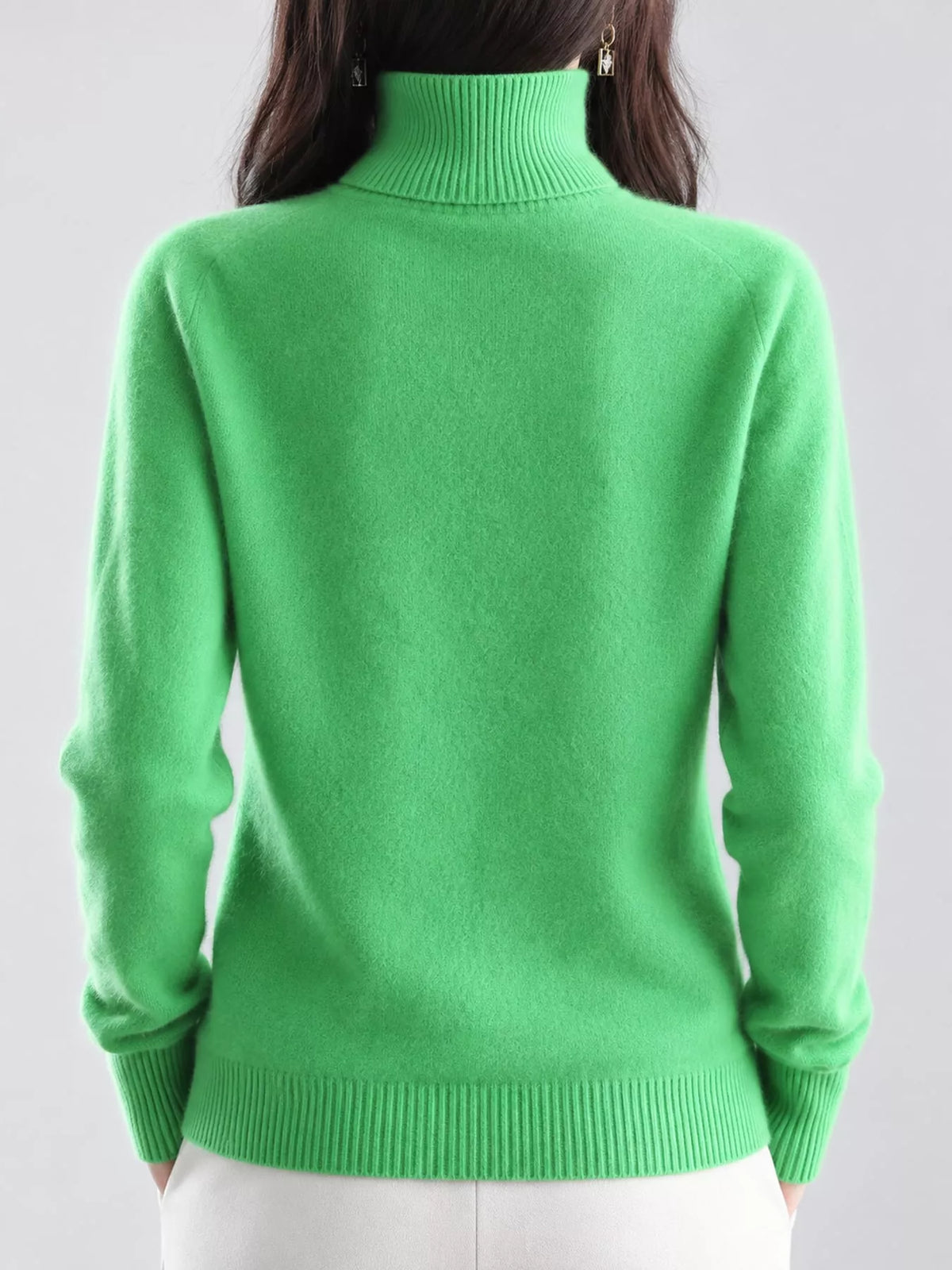 Full Size Turtleneck Long Sleeve Sweater Plus Size - Fresh Green - View 47