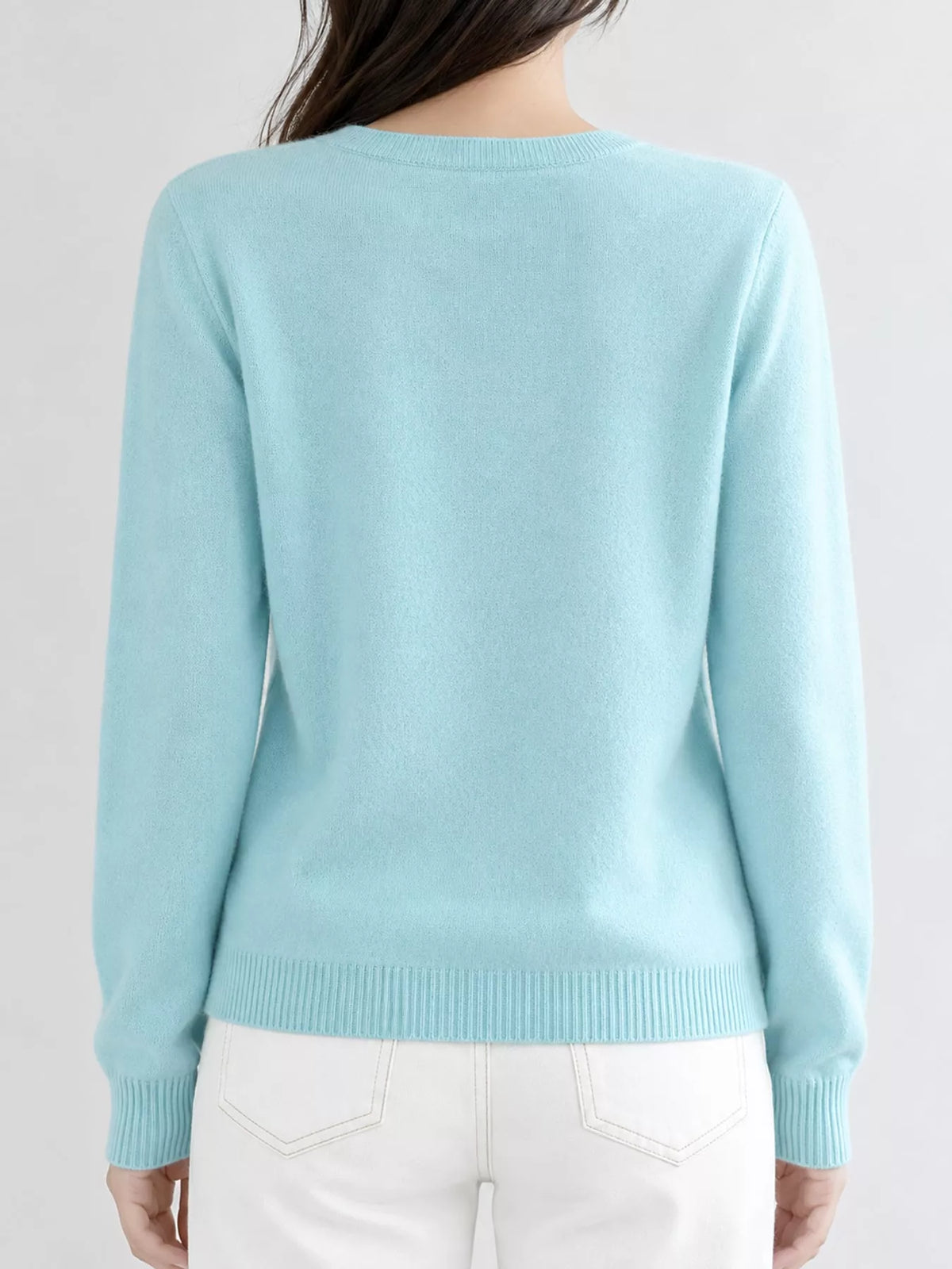Crew-Neck Button-Down Cardigan - Sage Green - View 14