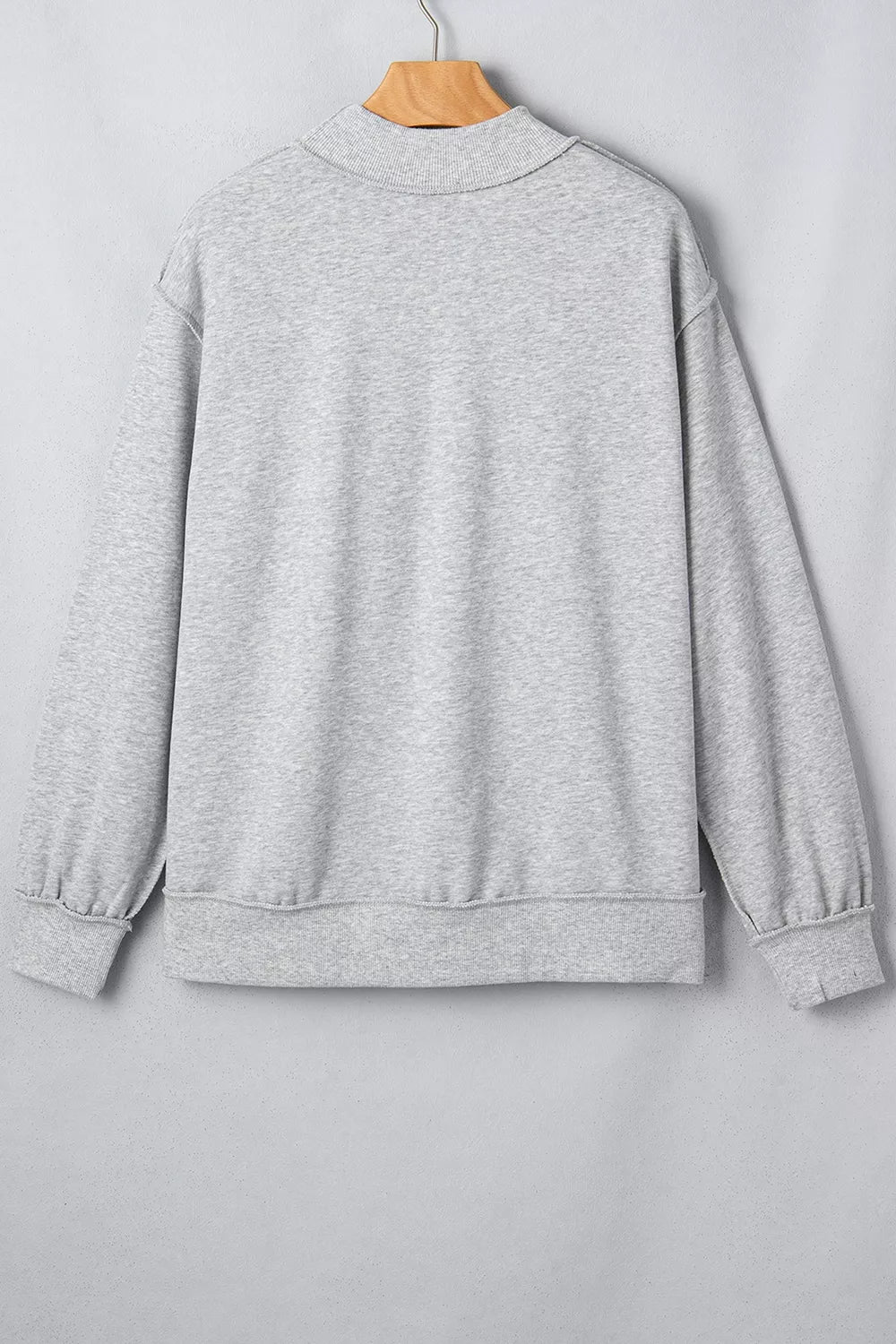 Exposed Seam Mock Neck STATE Letter Graphic Loose Sweatshirt - Gray - View 5