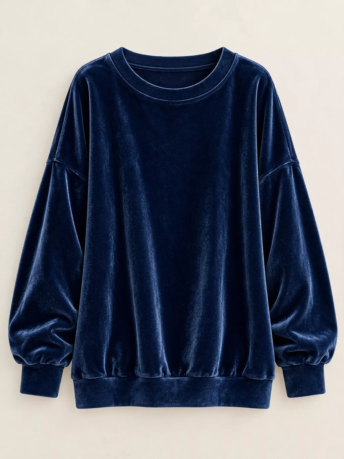 Full Size Crew Neck Drop Shoulder Sweatshirt Plus Size - Navy Blue - View 10