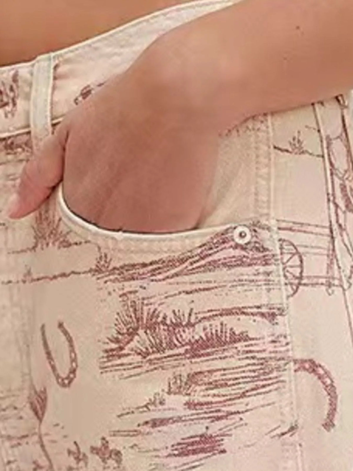 Printed Wide-Leg Jeans - Blush Pink - View 7