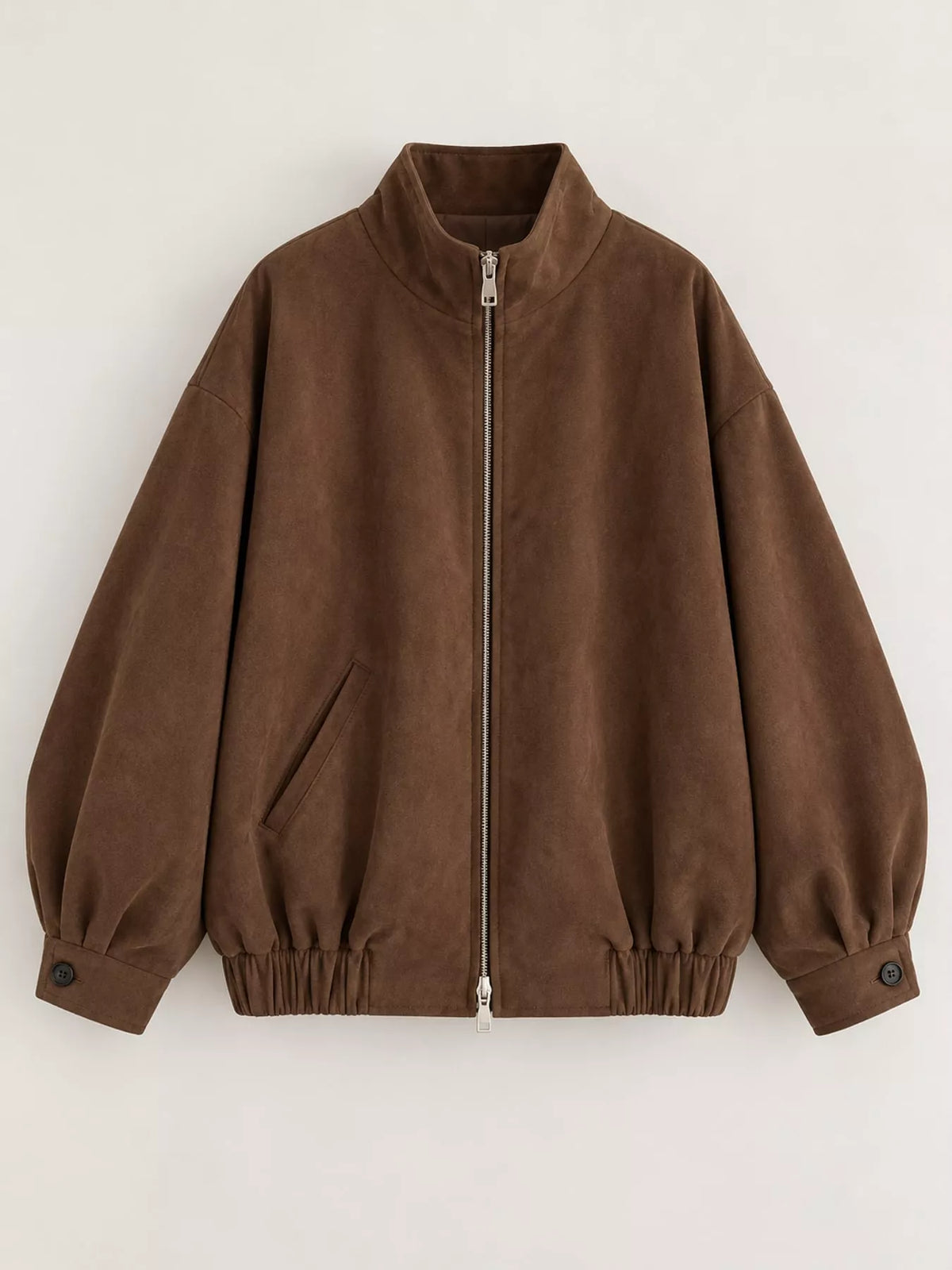 Stand Collar Zip Up Jacket - Brown-915 Original Quality With Lining - View 6