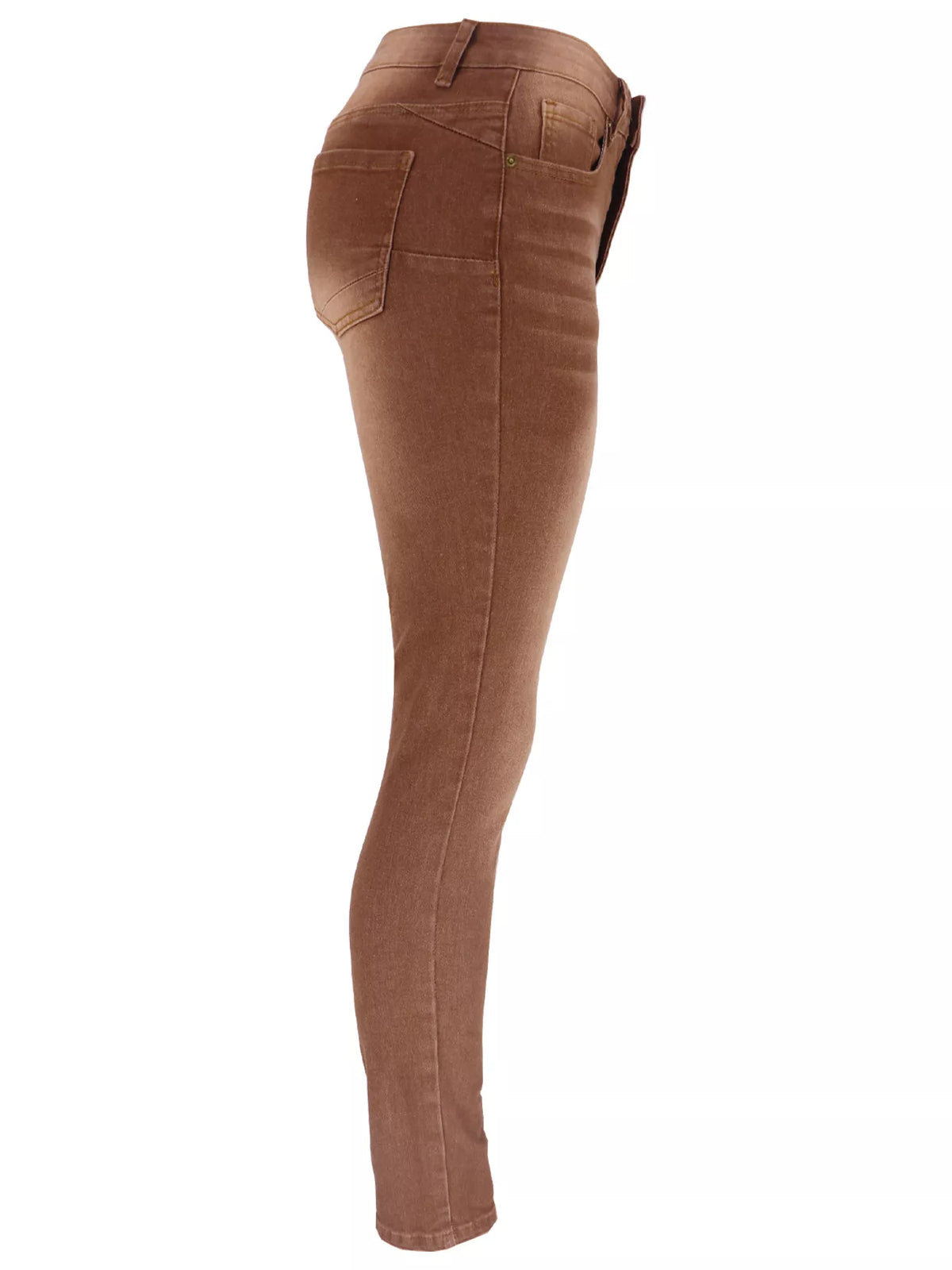 High-Waisted Slim-Fit Jeans - Brown - View 6