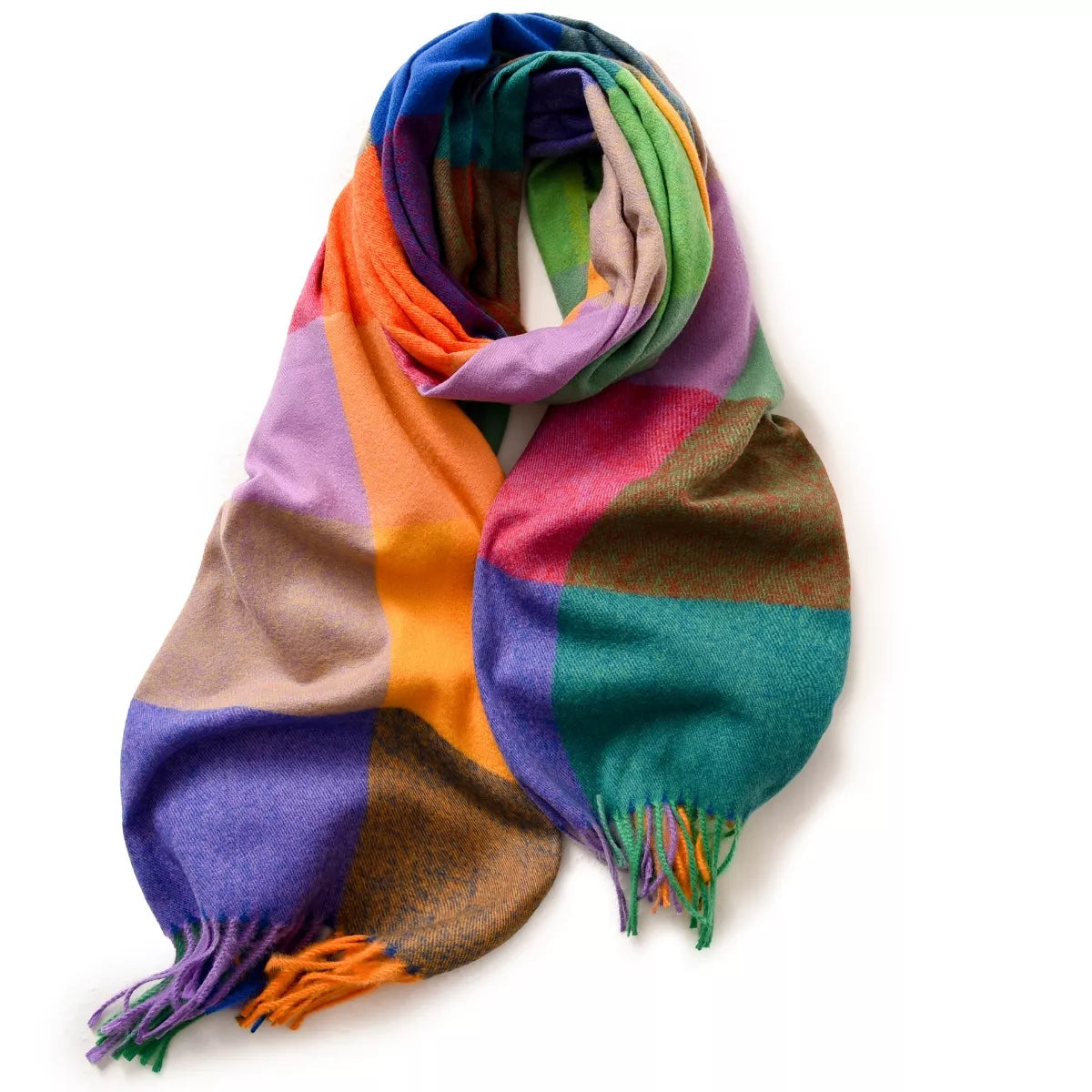Plaid Fringe Scarf - Style B - View 2